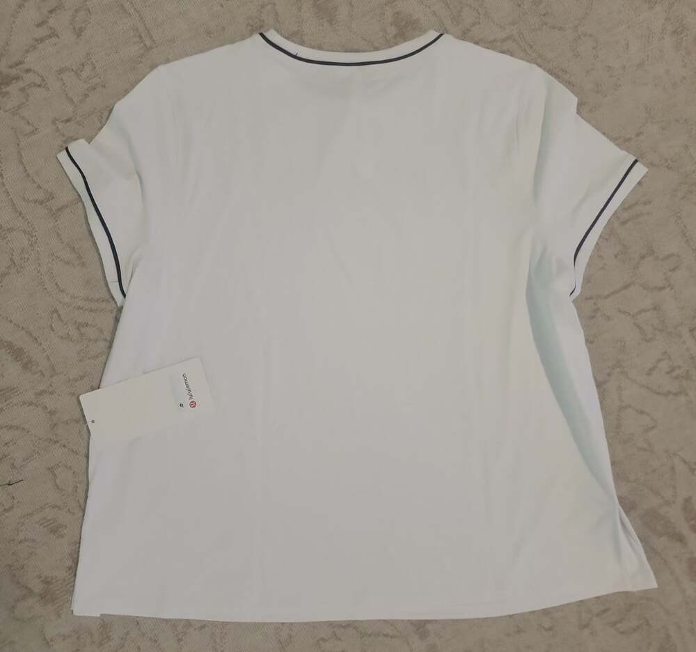 LULULEMON Crewneck Tennis Short-sleeve Shirt white navy XL New, DW - Picture 4 of 4